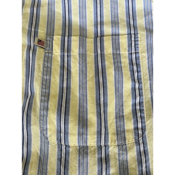 Ralph Lauren Jeans Co Men’s Large Striped Long Sleeve Button Down Yellow Blue - Picture 4 of 6